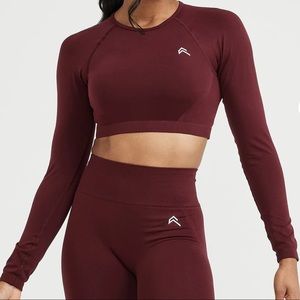 Oner Active Effortless Long Sleeve Crop Top- Rosewood